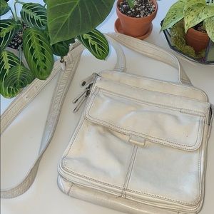 White leather Fossil crossbody purse